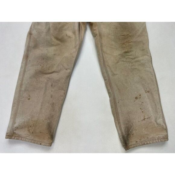 VINTAGE Carhartt Duck Canvas Carpenter Pants Men 32 X 28 Beige Tag Size 34 x 30 - Picture 2 of 10